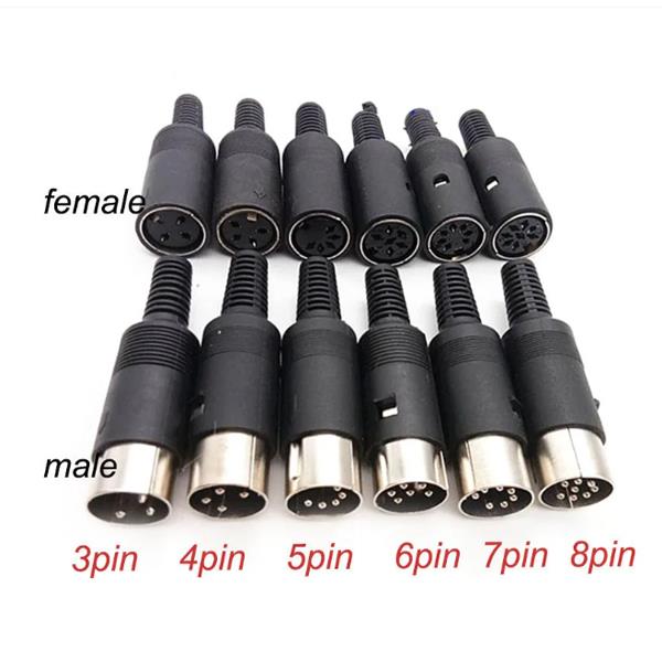 DIN 3pin 4pin 5pin 6pin 7pin 8 Pin Male Female Plug socket jack Solder Connector with Plastic Handle 